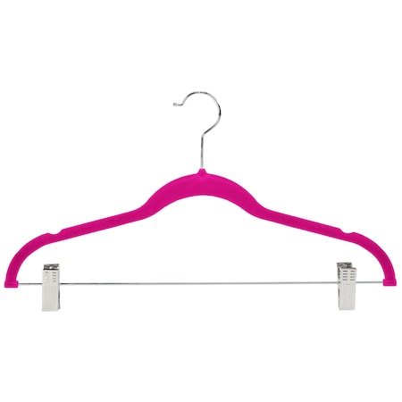 Simplify Velvet Hangers with Clips in Fuschia, 6PK 23250-FUSCHI
